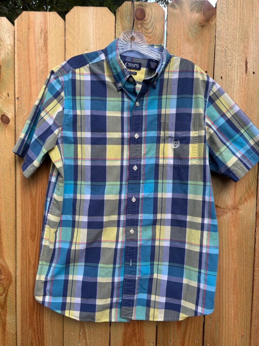 CHAPS Men’s Short Sleeve Button Down Shirt Lot of 5 Plaid Solid M L